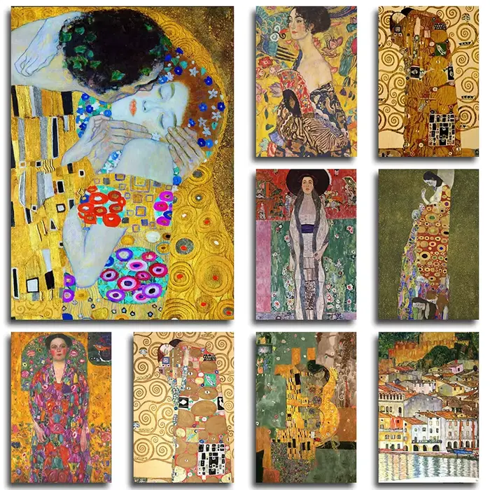 Artiste Gustav Klimt Collection classique le baiser peinture à l'huile abstraite toile impression affiche mur Art photo pour décor de salon