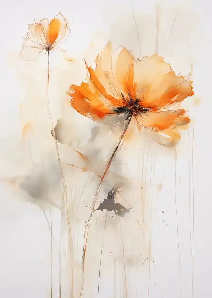 Affiche d'art aquarelle belle fleur nature morte, peinture sur toile imprimée, peinture murale moder