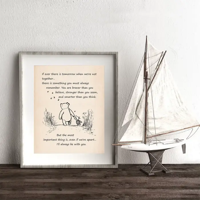 Affiche imprimée décor de pépinière si jamais il y a demain dessin animé Art toile peinture pour chambre d'enfants Winnie l'ourson citation Vintage