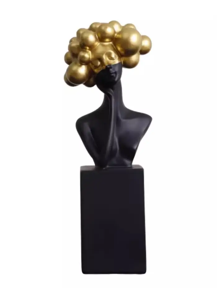 Sculpture de figurine d'art moderne noir et blanc
