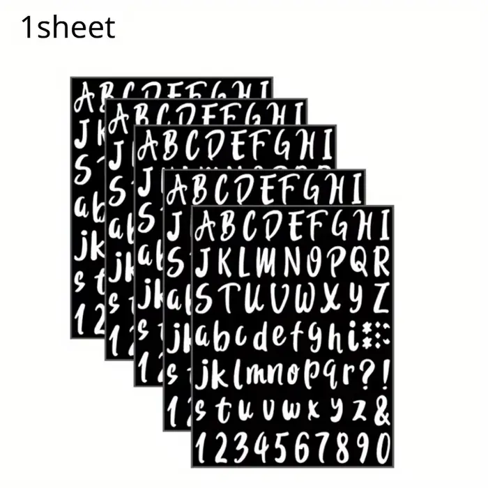 Ensemble d'autocollants Alphabet et chiffres – 72 pièces/feuille, autocollants de lettrage en vinyle