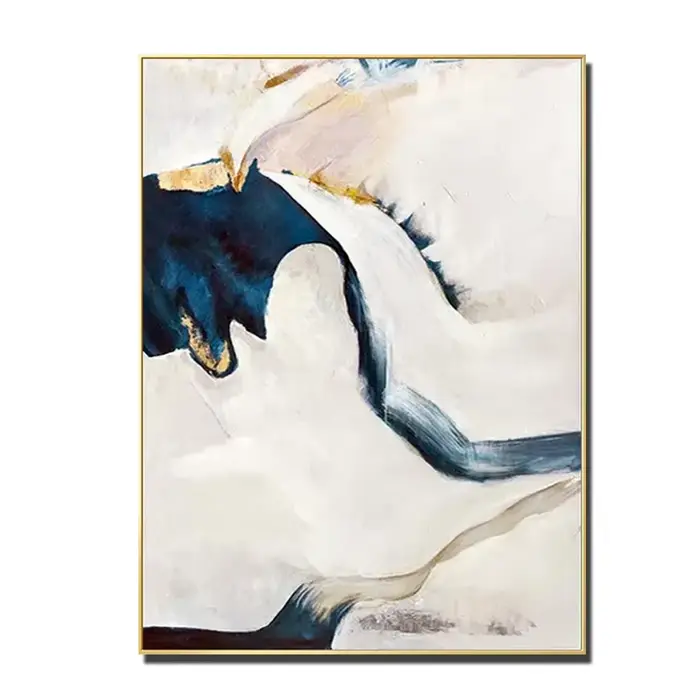 Peinture à l'huile abstraite minimaliste peinte à la main, décoration murale pour la maison, optique
