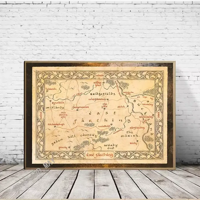 Carte du milieu de la terre LOTR The Shire Wilderland East Farthing Mordor