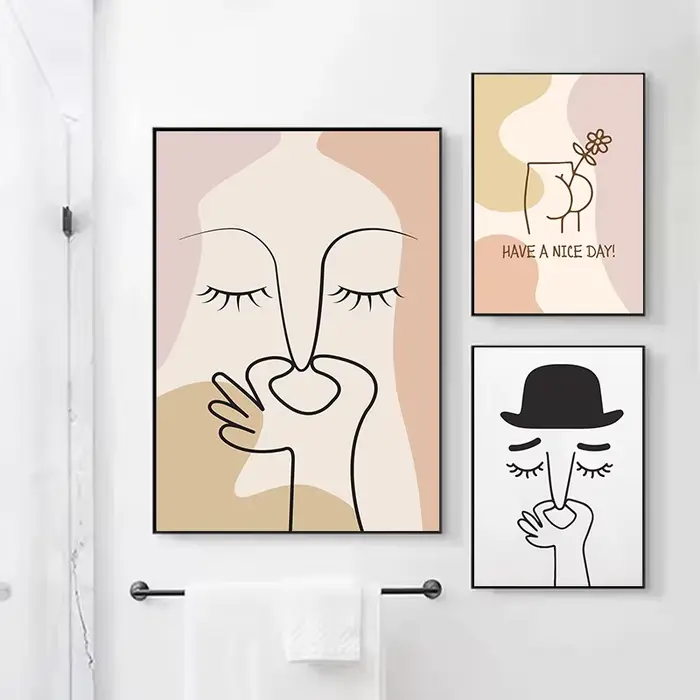 Affiches d'art murales de salle de bains amusantes, imprimés abstraits, mauvais odeur, peinture sur toile de toilette minimaliste, images de décoration murale de salle de bains