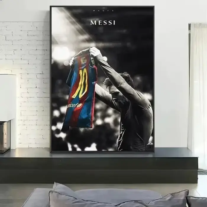 Affiche Murale Rétro de Football Star Messi, Peinture Sans Cadre, Décoration de Chambre, Maison, Club de Football, Cadeaux de Collection GérCollection