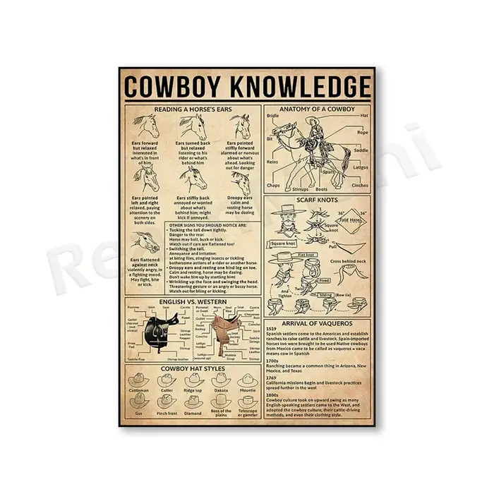 Impressions sur toile d'art mural Cowboy Knowledge, thème occidental, affiches de décoration de ferm