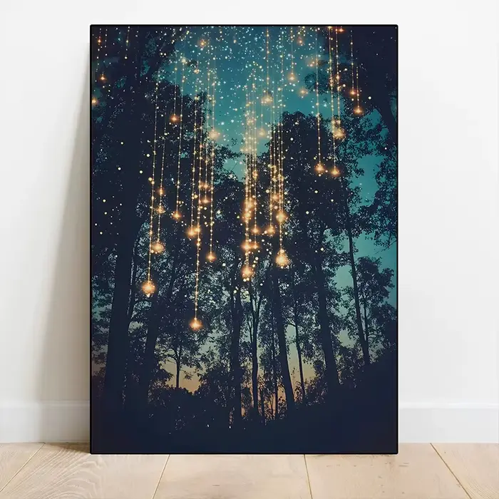 Affiches et imprimés botaniques de forêt magique de lune