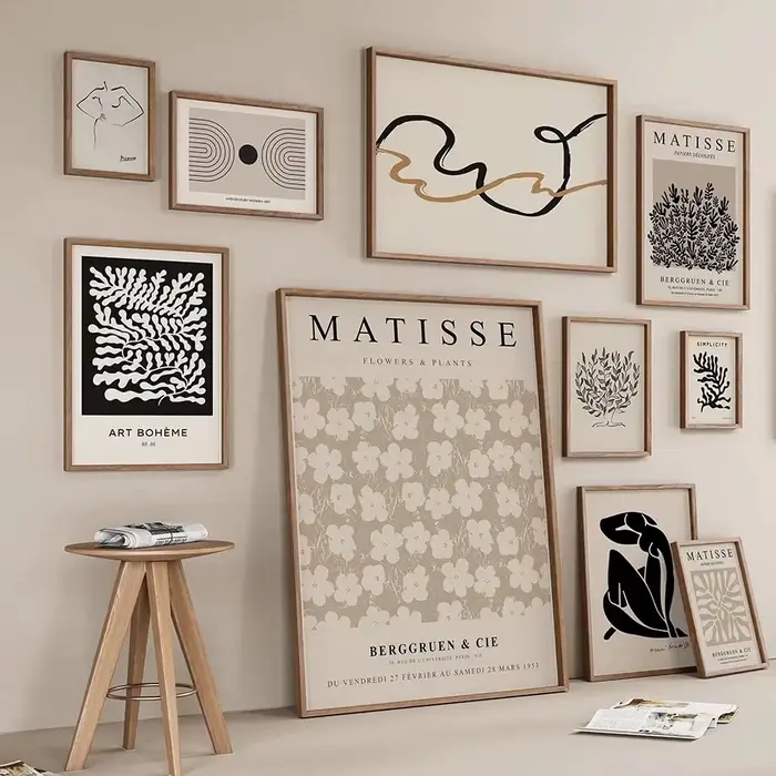 Affiches rétro Matisse corail Picasso Boho