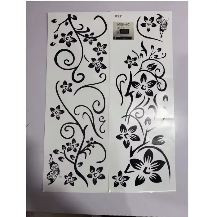 Autocollants muraux en vinyle auto-adhésifs, vignes à fleurs noires, papillons, pour la maison occid
