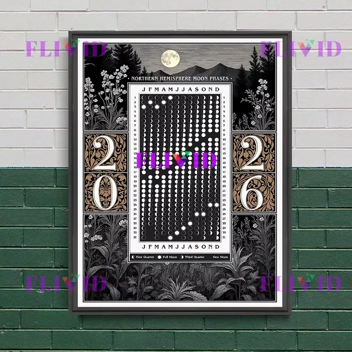 Calendrier de Phase de lune 2026 Art mural