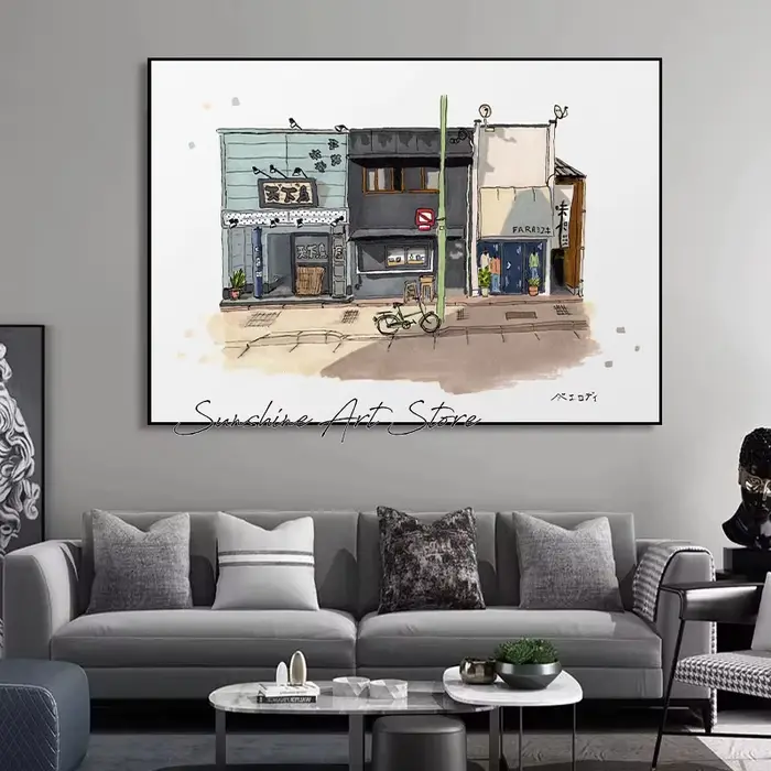 Affiche de Construction de bâtiments traditionnels japonais