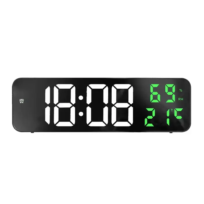 Horloge murale numérique à grand écran LED, réveil électronique pour la maison, grand miroir, plug-i