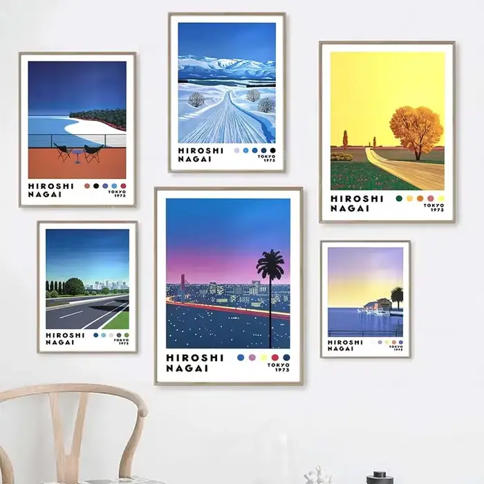 Peinture murale vintage Nagai Hiroshi Vaporwave