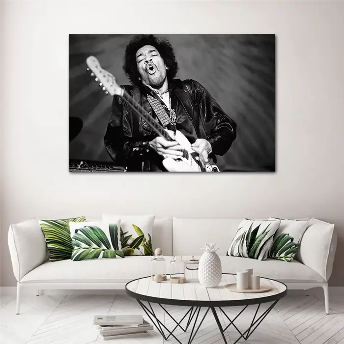 Affiches Jimi Hendrix, peinture sur toile vintage, impression d'art mural noir et blanc pour la décoration de la maison