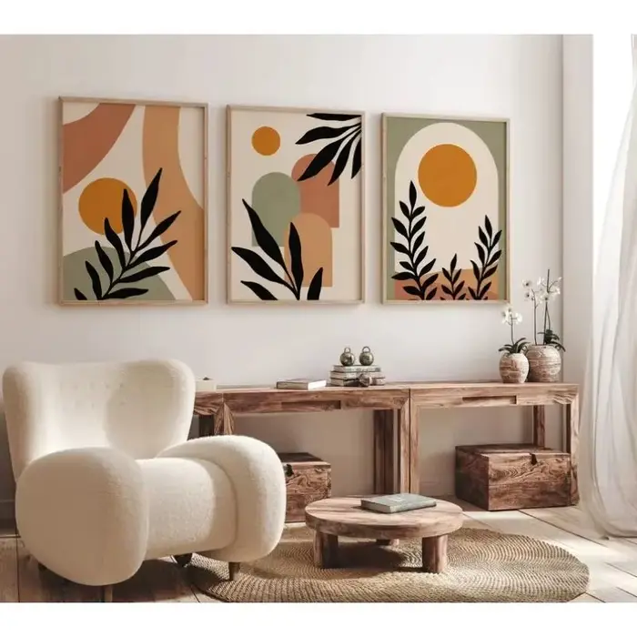 Toile de peinture moderne nordique en terre cuite verte