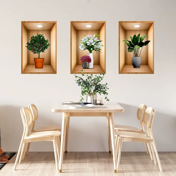 Affiches de triptyque en pot effet 3D
