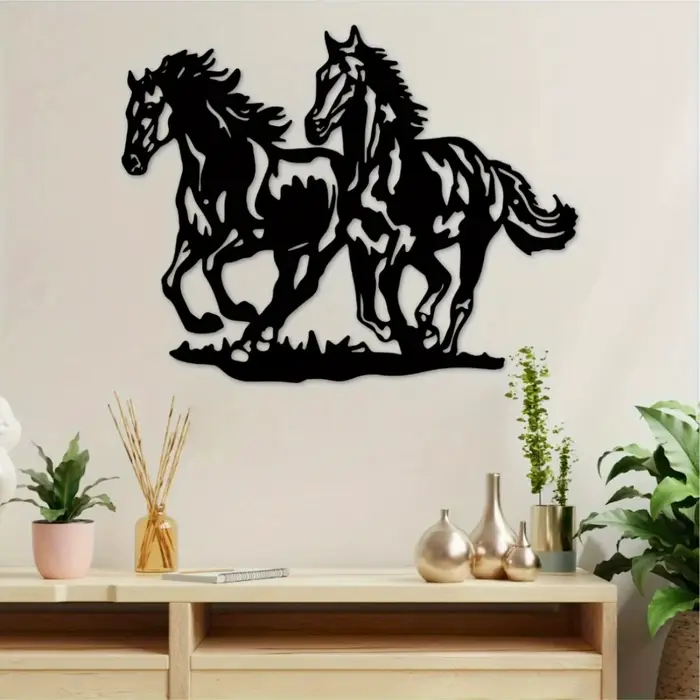 Décoration murale en métal en forme de cheval élégante et exquise | Art délicat avec le pépiment décoratif – Améliorez