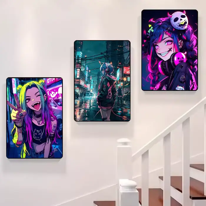 Cool Cyberpunk fille affiche HD art mur collant étanche maison salon chambre bar décoration esthétique