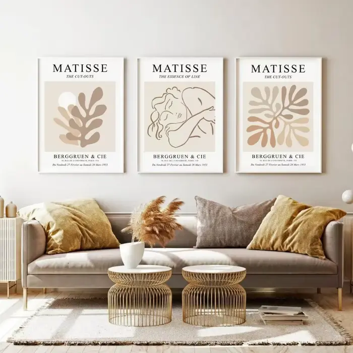 Affiche rétro abstraite beige neutre style Matisse