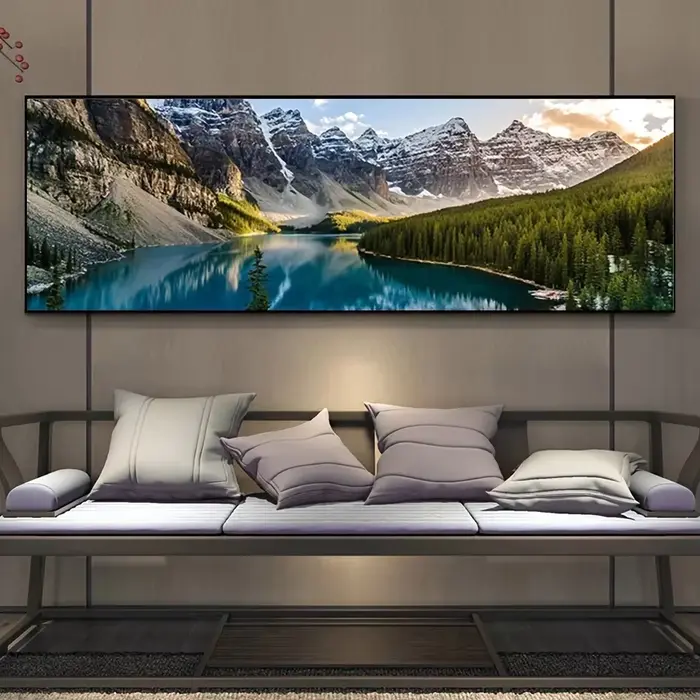 Peinture sur toile de paysage, peinture de paysage de montagne de forêt de lac, affiches de décorati
