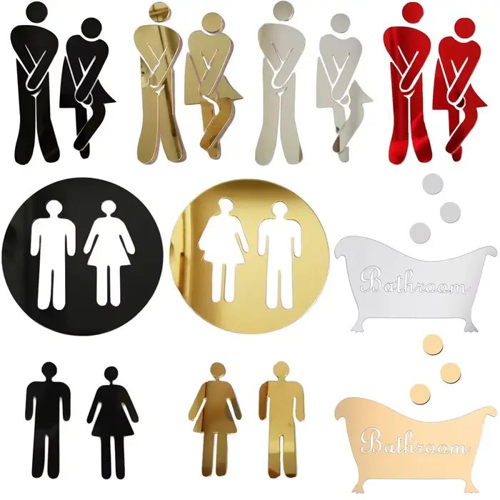 Perfec3D-Autocollants Muraux avec Signe d'Entrée de Toilette pour Homme et Femme