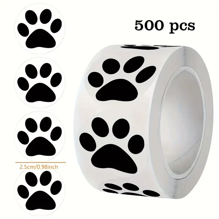 500 autocollants transparents imprimés de pattes – étiquettes décoratives auto-adhésives solides pour animaux de