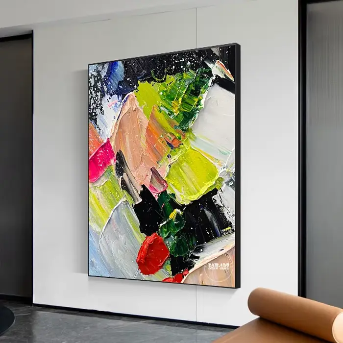 Toile de lin sans cadre faite à la main, Texture de couteau abstraite, peinture à l'huile abstraite, décor mural, Art acrylique, offre spéciale
