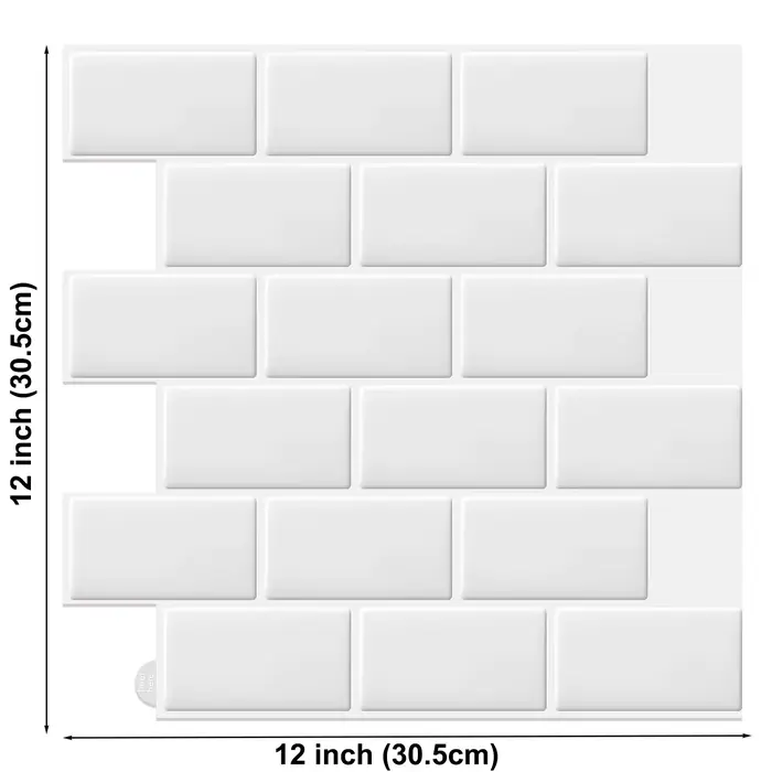 Papier peint vinyle auto-adhésif Vividtiles grand format 12*12 pouces, effet 3D de carreaux de métro