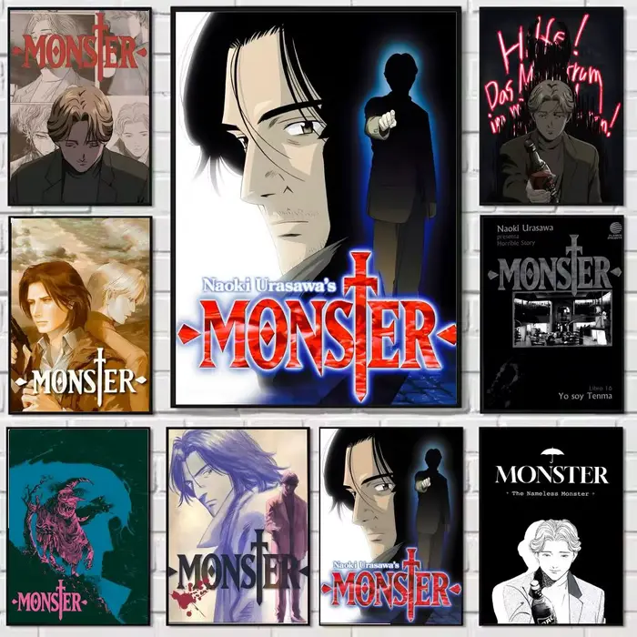N-Naoki Urasawa S Monster Anime peinture calligraphie toile affiche: sans plis imperméable Durable tous les espaces décoration murale