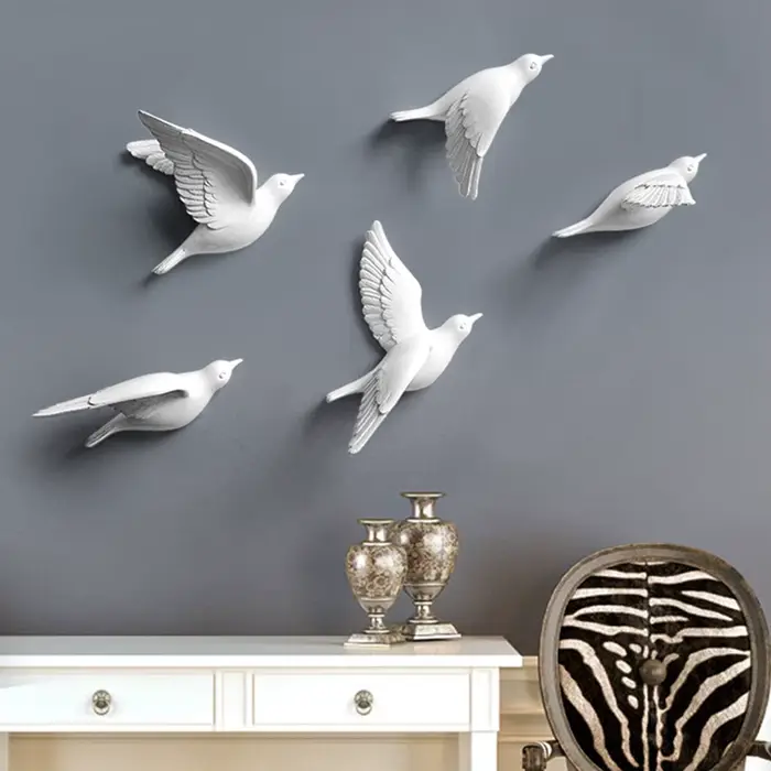 Autocollants muraux créatifs d'oiseaux en résine 3d