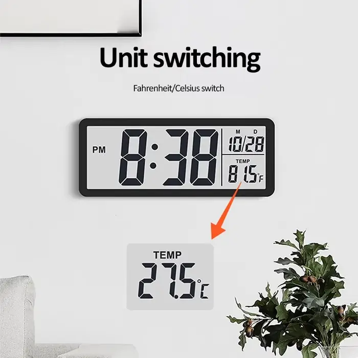 Horloge murale numérique électronique LCD