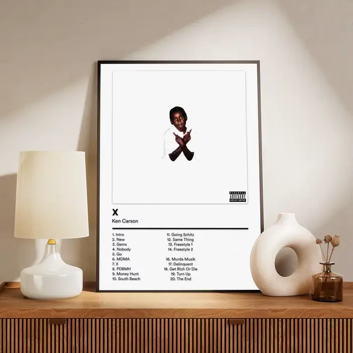 Peinture Calligraphique Moderne du Célèbre Chanteur K-Ken Carson – Affiche sur Toile, Décoration Mur