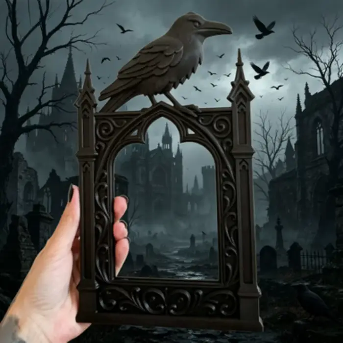 Cadre photo gothique noir style corbeau