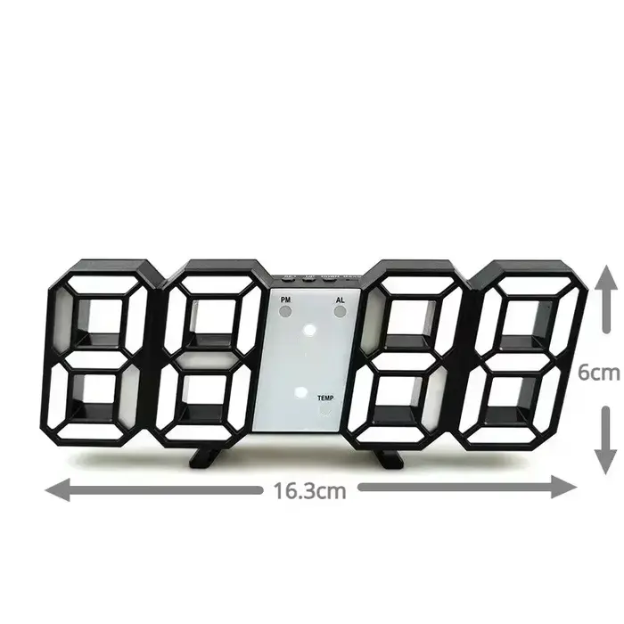 "Montre murale numérique 3D LED moderne – Décoration d'intérieur multifonctionnelle élégante avec alimentation USB