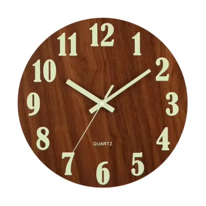 Horloge murale lumineuse en bois nordique de 12 pouces
