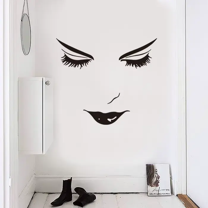 Autocollants muraux pour le visage, pour chambre de filles, décoration de salon, autocollants d'art 