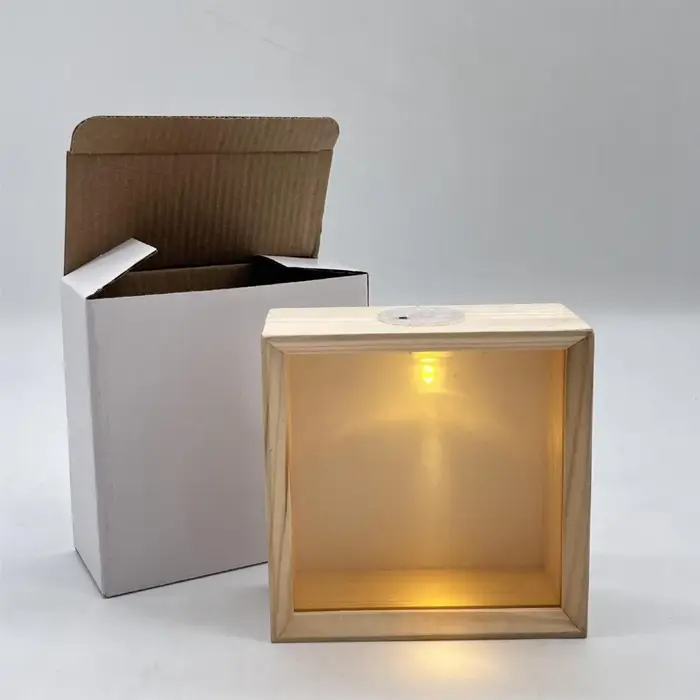 Cadre lumineux LED en bois, boîte à ombre LED, cadre décoratif 3D éclairé, cadre creux DIY pour veil