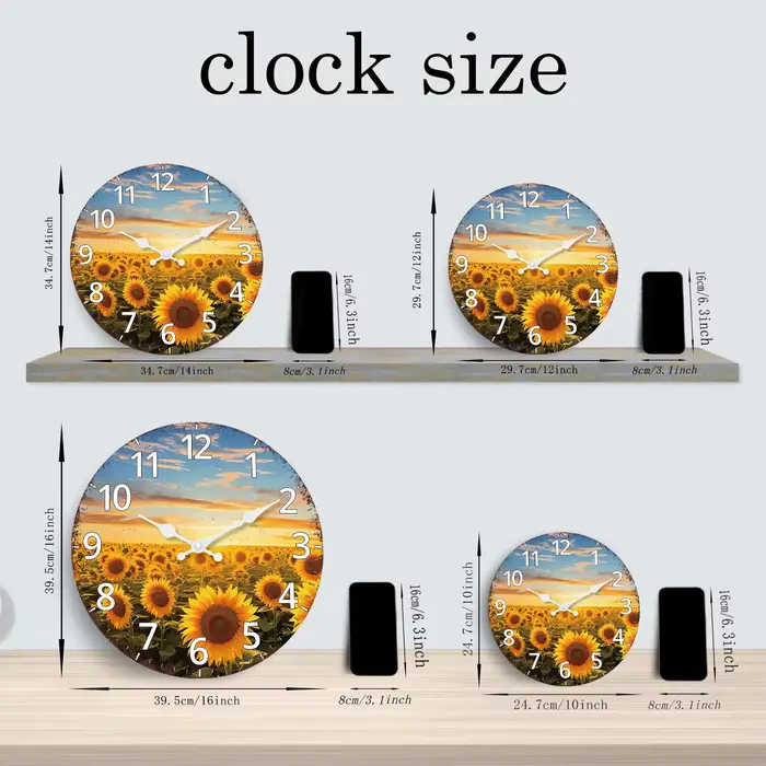 À la mode crépuscule tournesol jardin modèle horloge murale en bois salon chambre cuisine décoration de la maison