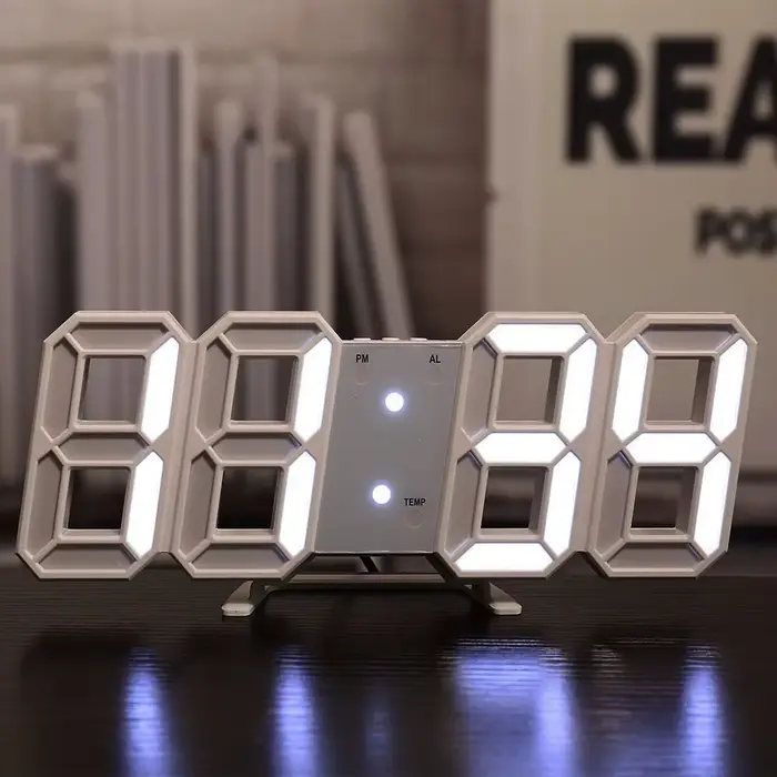 Horloge numérique LED 3D, affichage de l'heure 12/24H, horloge colorée pour bureau/salon/salle de ré