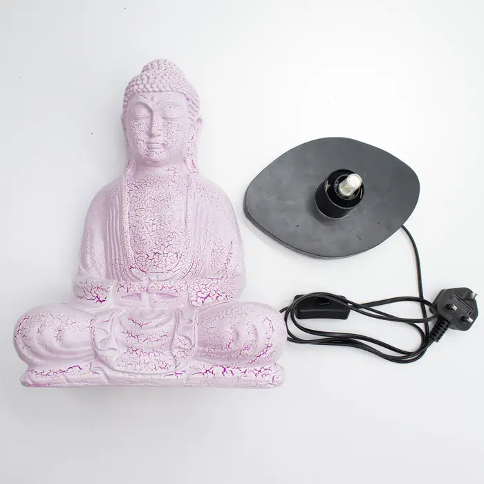 Meditation Buddha Lamp Cherry Crackle - Oval Stand