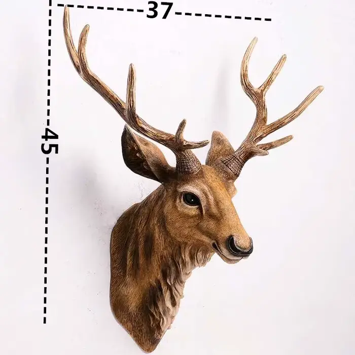Décoration murale tête de cerf 17,5 pouces, sculpture de tête de cerf artificielle pour bar, décorat