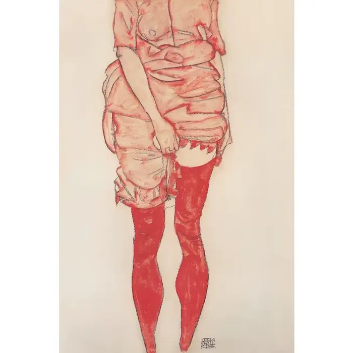 Affiche imprimée de Portrait de figurine nue Vintage, Egon Schiele, peinture sur toile fine humaine