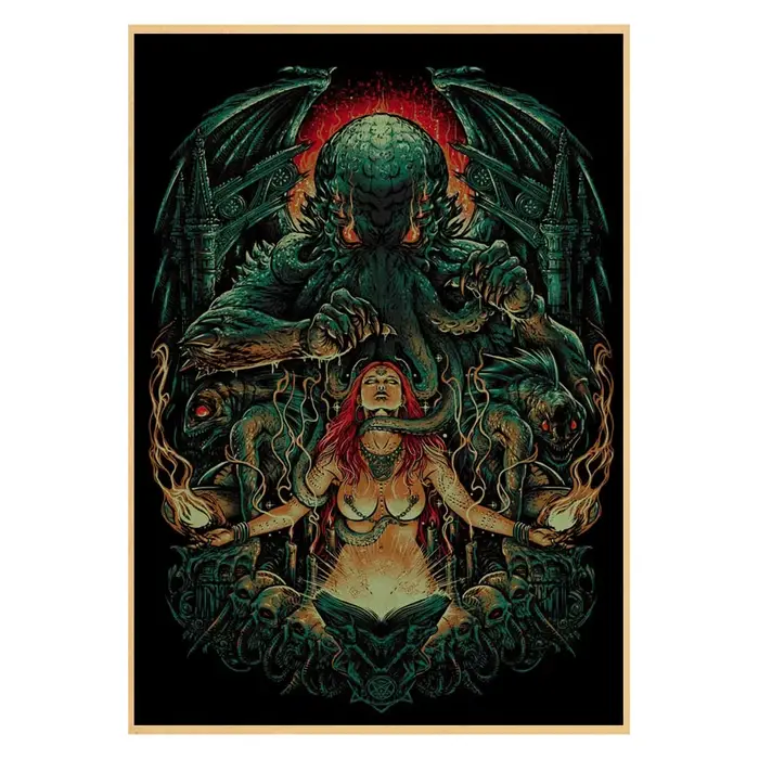 Affiche d'horreur en papier Kraft rétro