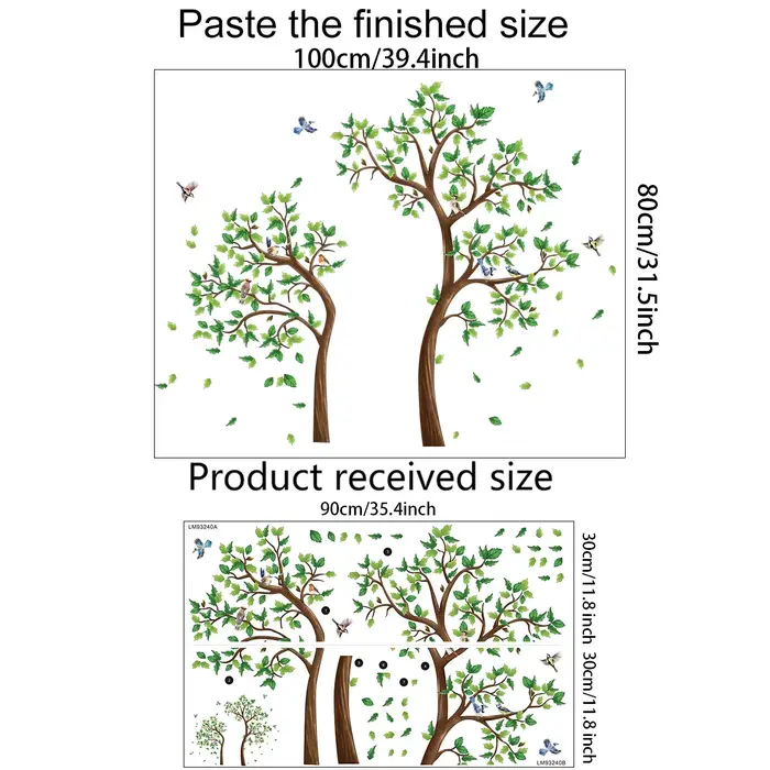 Autocollant mural arbre vert 3d pour salon