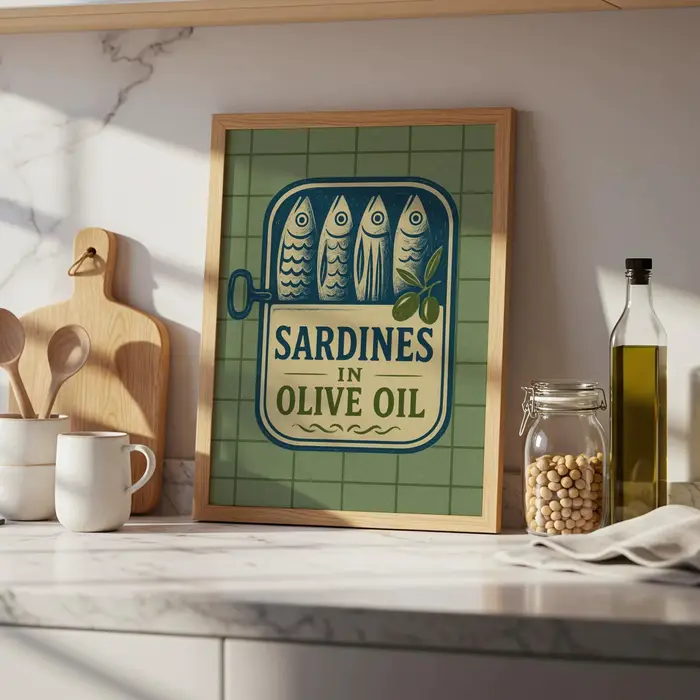 Toile de sardines en conserve rose imprimée