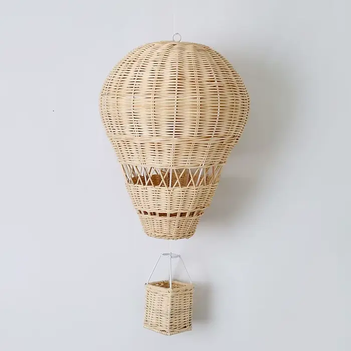 Décor de ballon à Air chaud en rotin tissé à la main, décor mural suspendu, accessoire de photograph