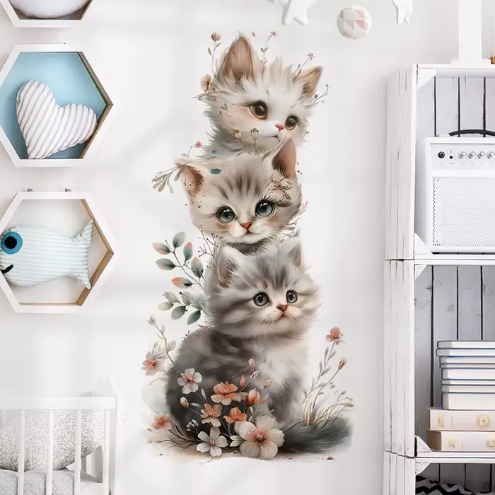 Autocollants muraux chat mignon pour enfant