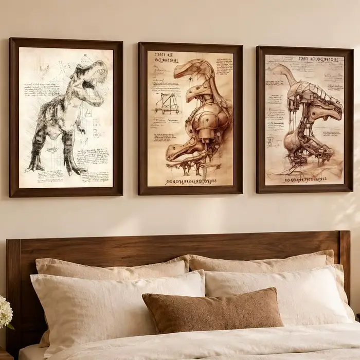 Affiche autocollante de la série dinosaures R-Retro