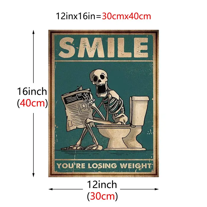 Peinture sur toile l'homme squelette est accroupi dans la toilette