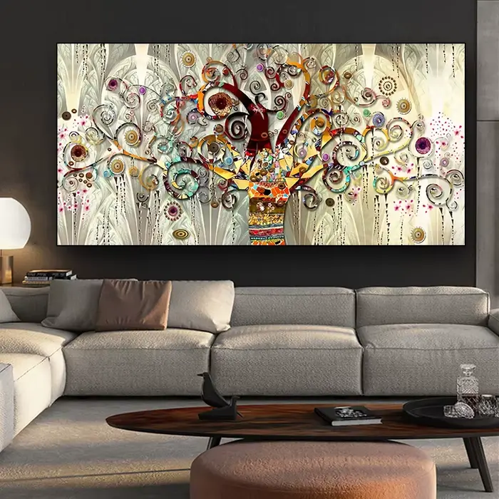 Klimt-Peinture à l'huile dorée sur toile